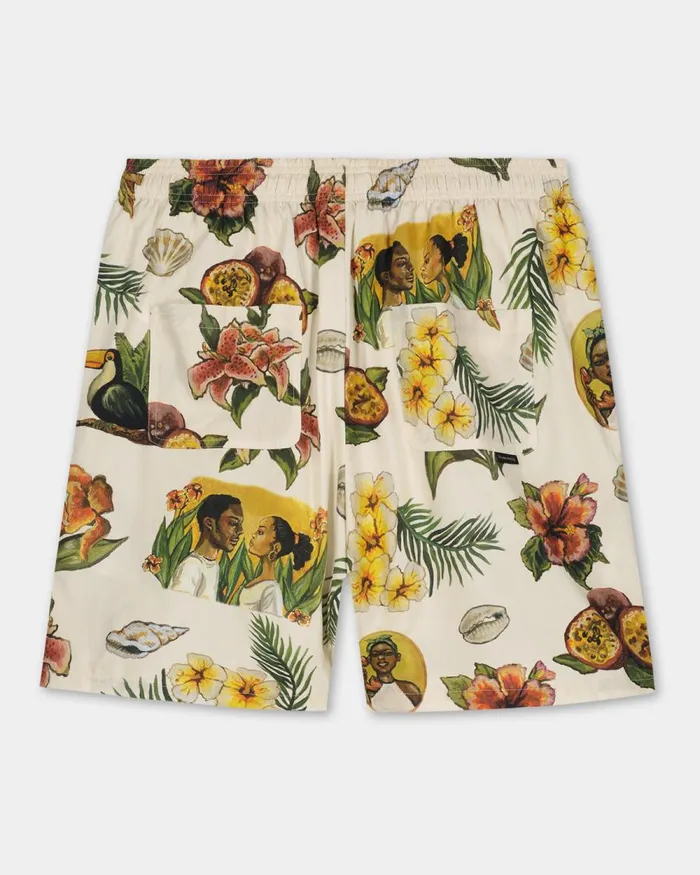 Men Filling Pieces Pants and Shorts Resort Short Parrot Print White