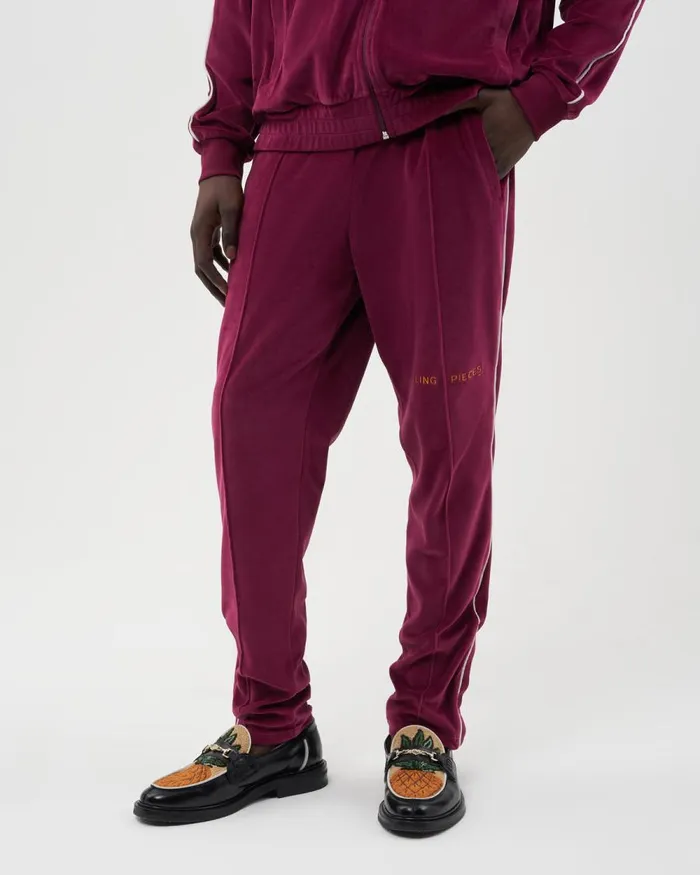 Men Filling Pieces Pants and Shorts Track Pants Velvet Burgundy