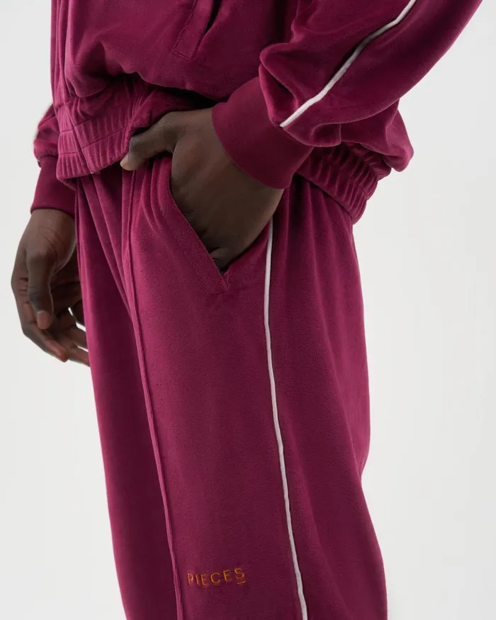 Men Filling Pieces Pants and Shorts Track Pants Velvet Burgundy