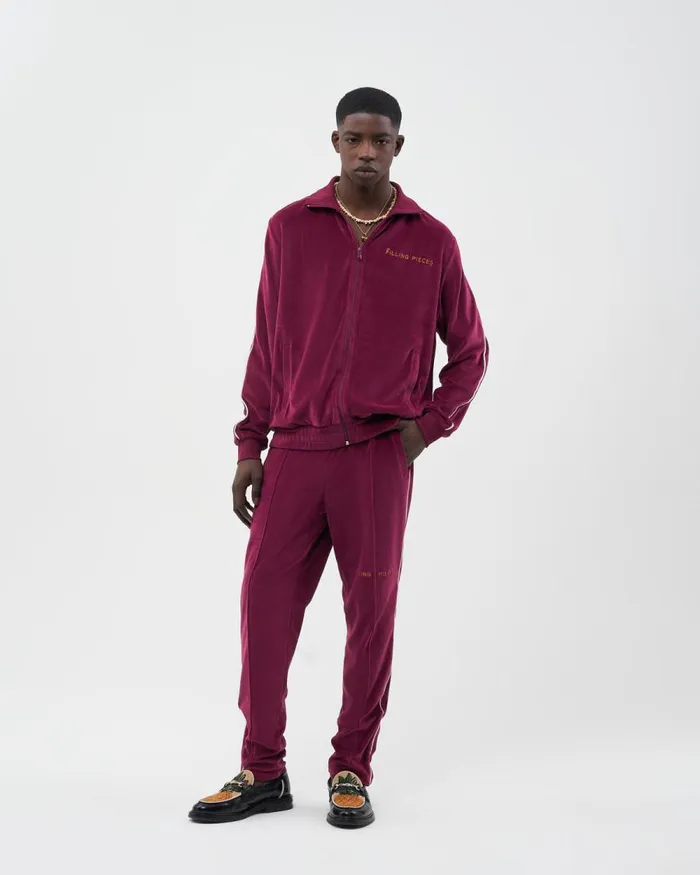 Men Filling Pieces Pants and Shorts Track Pants Velvet Burgundy