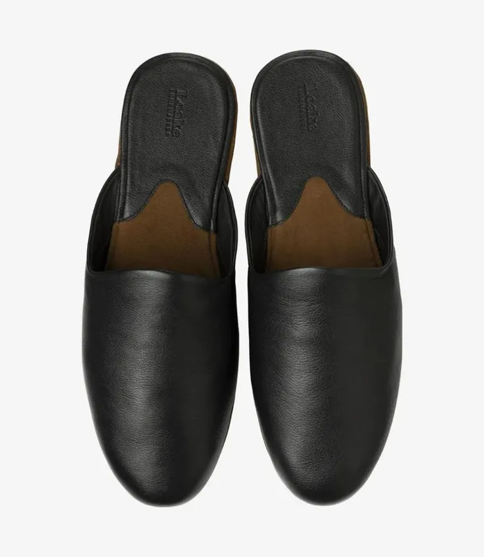 Men Garrick Slippers Black Grain Loake Slippers Men Garrick Slippers Black Grain Loake Slippers