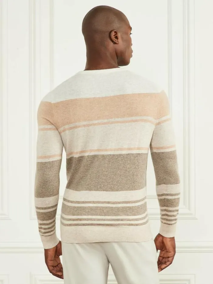 Men GUESS Hoodies and Sweaters CashmereBlend Crewneck Sweater Natural Stripes Men GUESS Hoodies and Sweaters CashmereBlend Crewneck Sweater Natural Stripes