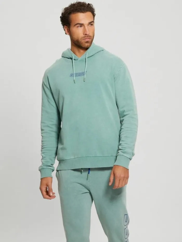 Men GUESS Hoodies and Sweaters Dargen Signature Hoodie Slick Blue