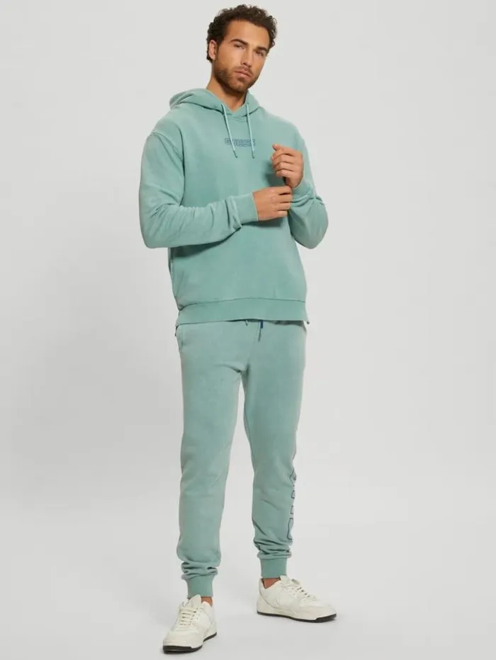 Men GUESS Hoodies and Sweaters Dargen Signature Hoodie Slick Blue