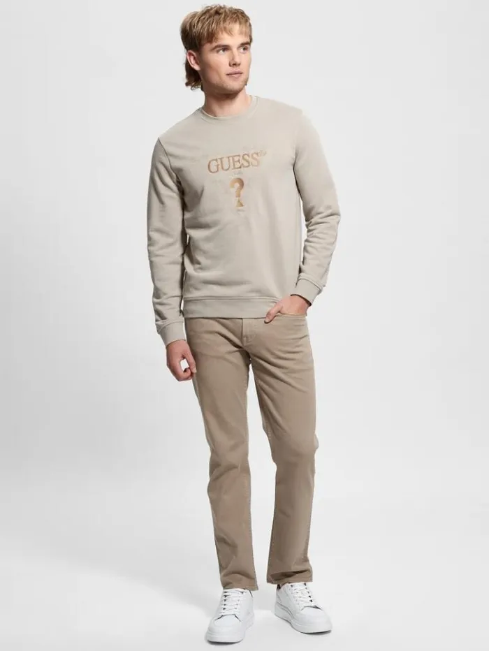 Men GUESS Hoodies and Sweaters Eco Embroidered Sweatshirt Pasadena Stone