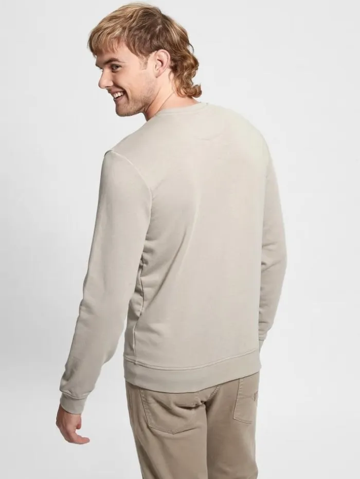 Men GUESS Hoodies and Sweaters Eco Embroidered Sweatshirt Pasadena Stone
