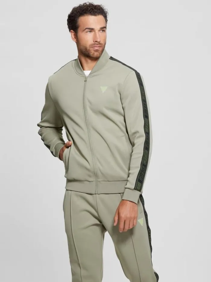 Men GUESS Hoodies and Sweaters Eco Kermit FullZip Sweatshirt Mossy Green