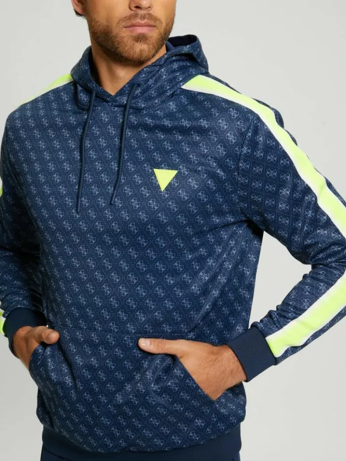 Men GUESS Hoodies and Sweaters Eco Leroi Quattro Signature Hoodie 4g Aop Silk Blue Men GUESS Hoodies and Sweaters Eco Leroi Quattro Signature Hoodie 4g Aop Silk Blue