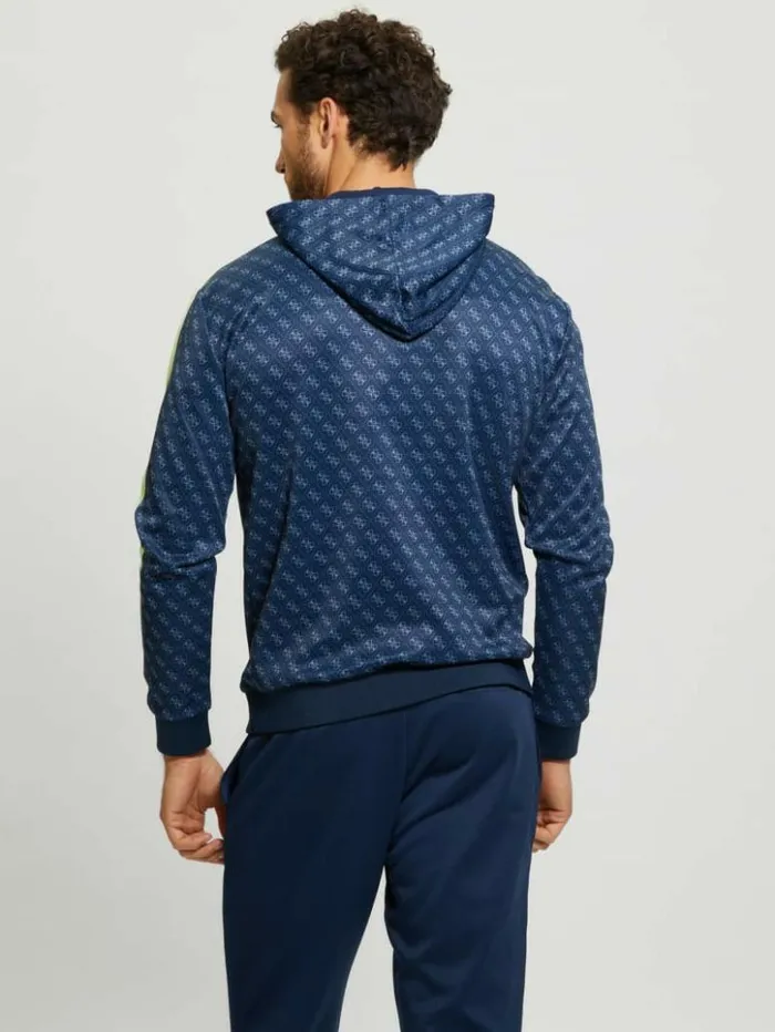 Men GUESS Hoodies and Sweaters Eco Leroi Quattro Signature Hoodie 4g Aop Silk Blue Men GUESS Hoodies and Sweaters Eco Leroi Quattro Signature Hoodie 4g Aop Silk Blue