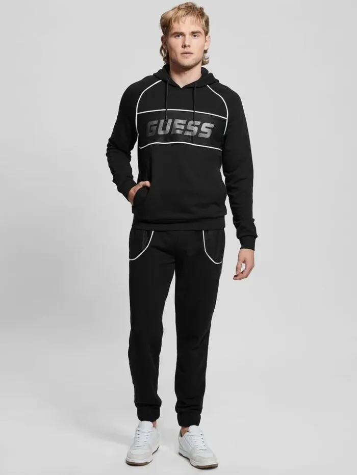 Men GUESS Hoodies and Sweaters Eco Mesh Lugh Hoodie Black