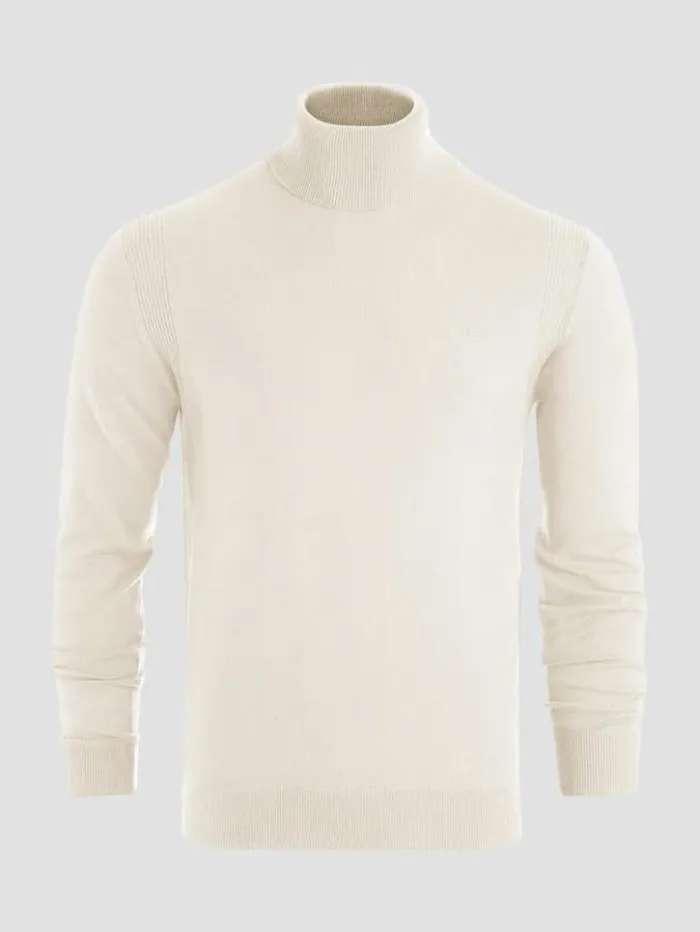 Men GUESS Hoodies and Sweaters Eco Percival Turtleneck Sweater Warm White