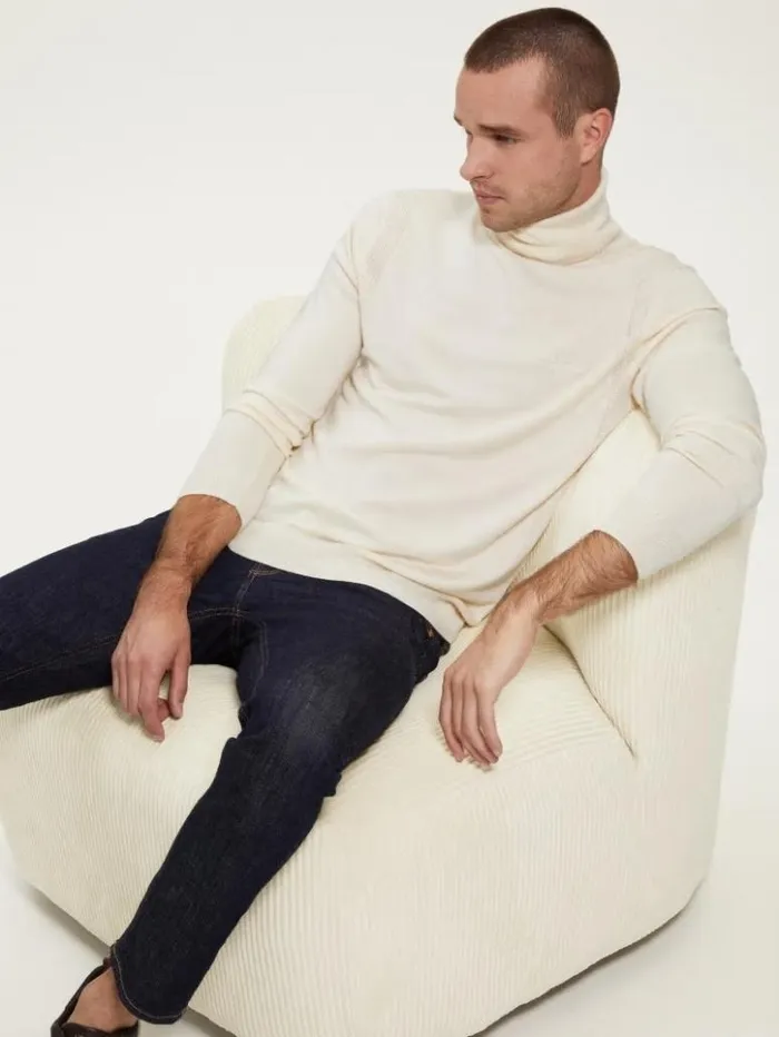 Men GUESS Hoodies and Sweaters Eco Percival Turtleneck Sweater Warm White