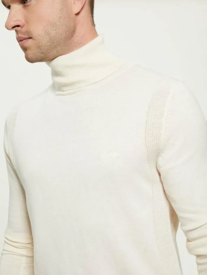 Men GUESS Hoodies and Sweaters Eco Percival Turtleneck Sweater Warm White