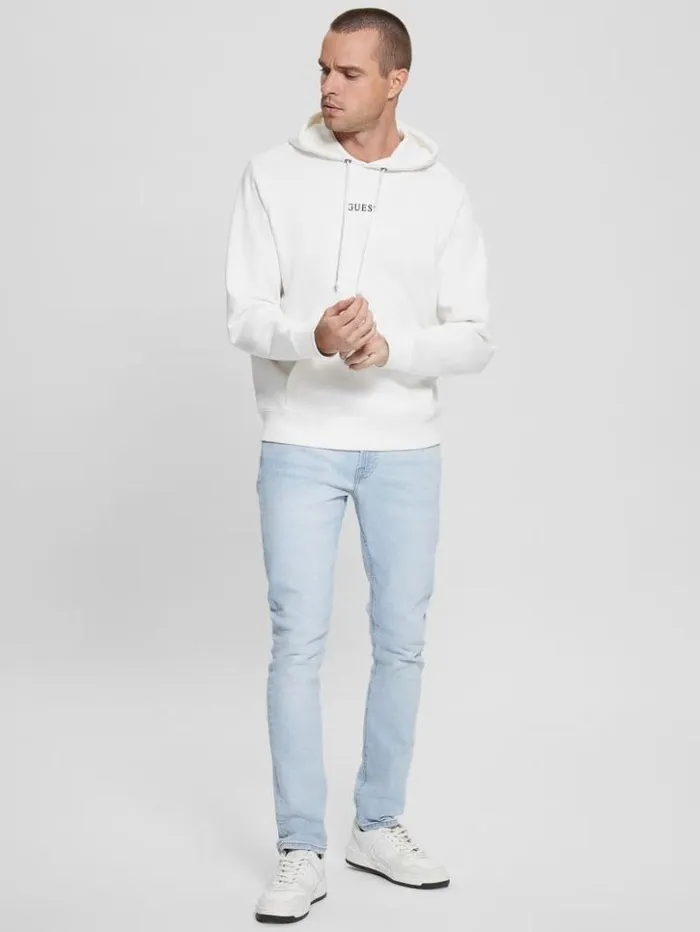 Men GUESS Hoodies and Sweaters Eco Roy Logo Hoodie Frosted White