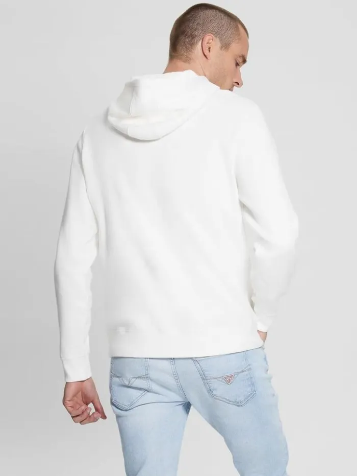 Men GUESS Hoodies and Sweaters Eco Roy Logo Hoodie Frosted White