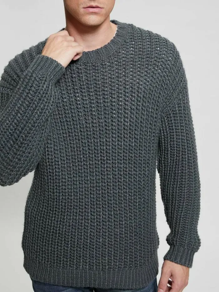 Men GUESS Hoodies and Sweaters Eco WoolBlend Grayson Sweater Coldwater Blue Multi Men GUESS Hoodies and Sweaters Eco WoolBlend Grayson Sweater Coldwater Blue Multi