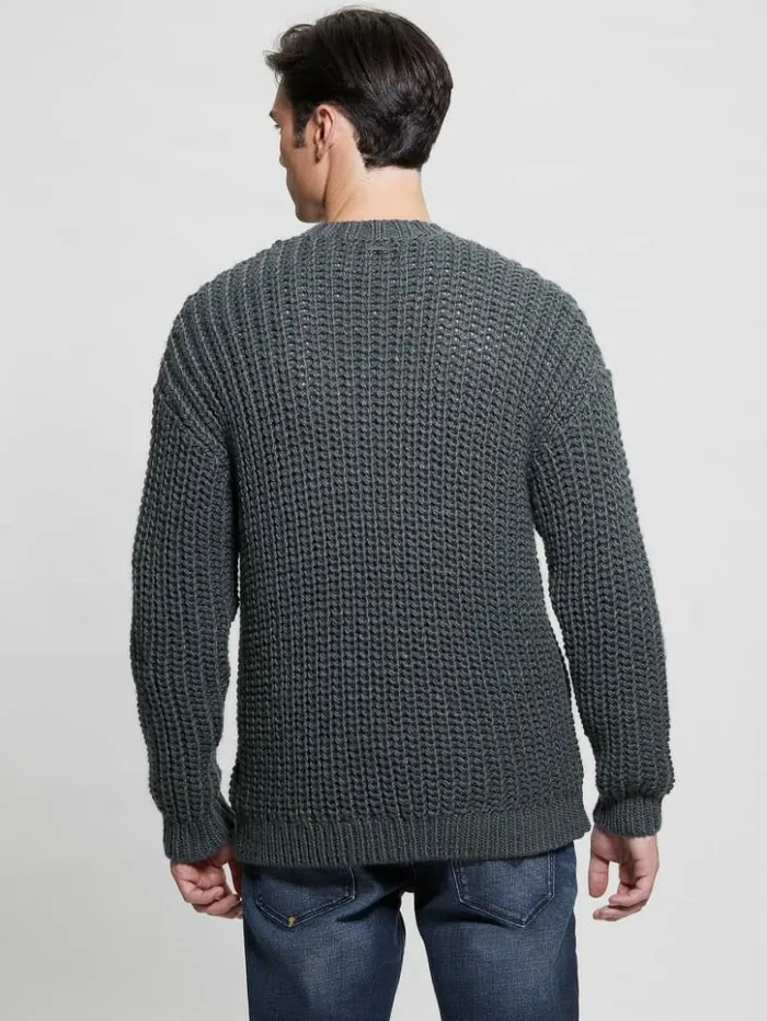 Men GUESS Hoodies and Sweaters Eco WoolBlend Grayson Sweater Coldwater Blue Multi Men GUESS Hoodies and Sweaters Eco WoolBlend Grayson Sweater Coldwater Blue Multi