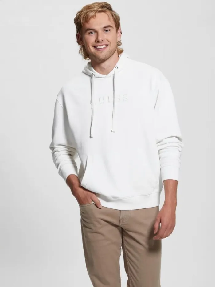 Men GUESS Hoodies and Sweaters Finch French Terry Hoodie Salt White Multi