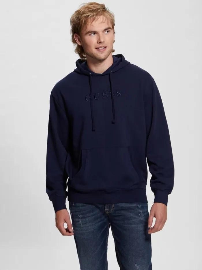 Men GUESS Hoodies and Sweaters Finch French Terry Hoodie Smart Blue Multi