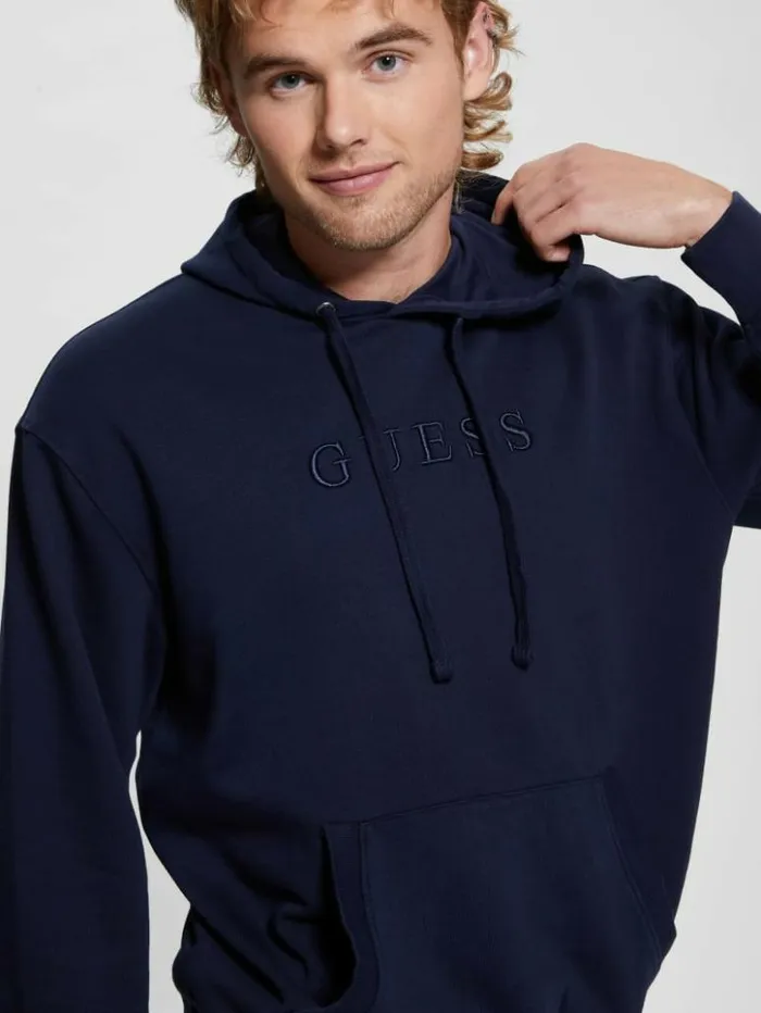 Men GUESS Hoodies and Sweaters Finch French Terry Hoodie Smart Blue Multi
