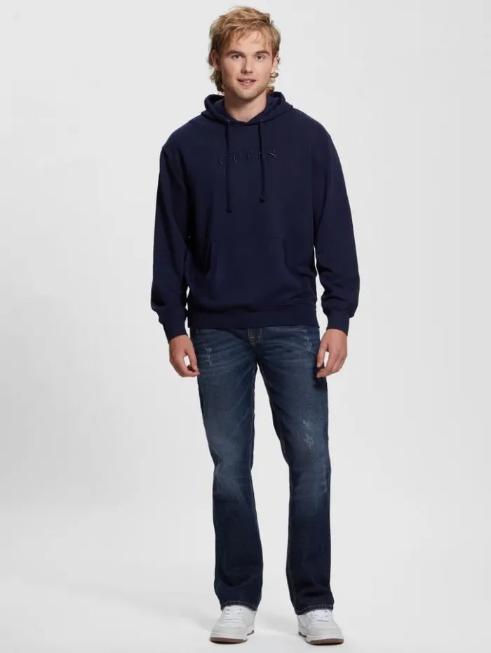 Men GUESS Hoodies and Sweaters Finch French Terry Hoodie Smart Blue Multi