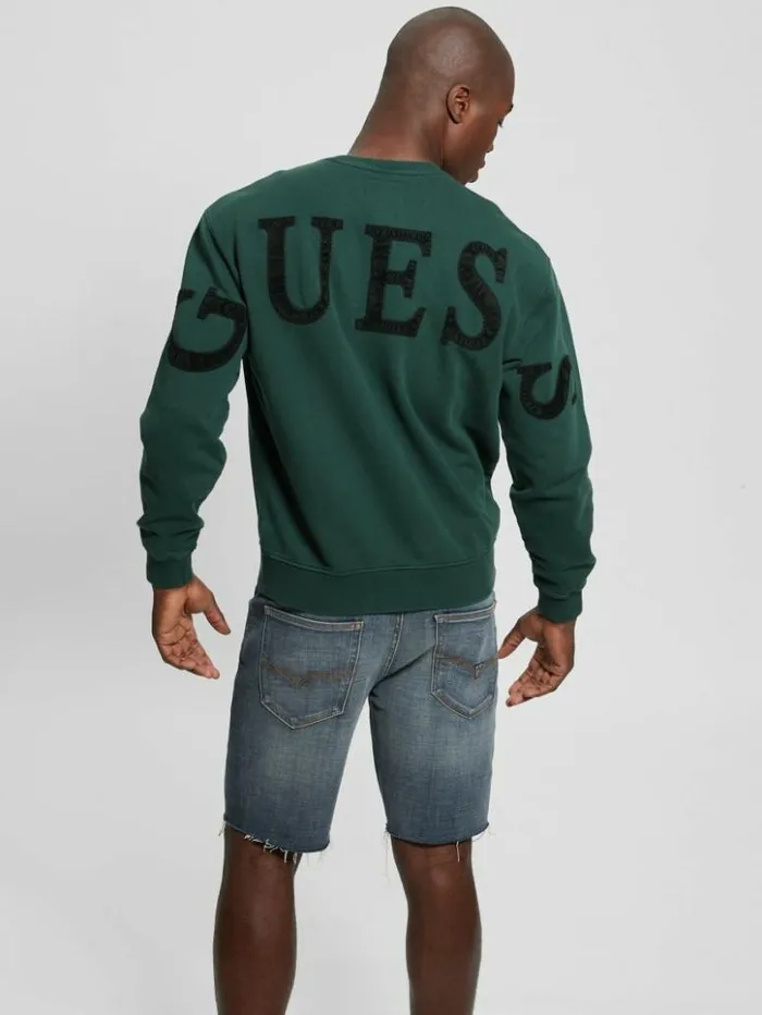 Men GUESS Hoodies and Sweaters Finch Vintage Logo Sweatshirt Dark Jade Multi Men GUESS Hoodies and Sweaters Finch Vintage Logo Sweatshirt Dark Jade Multi