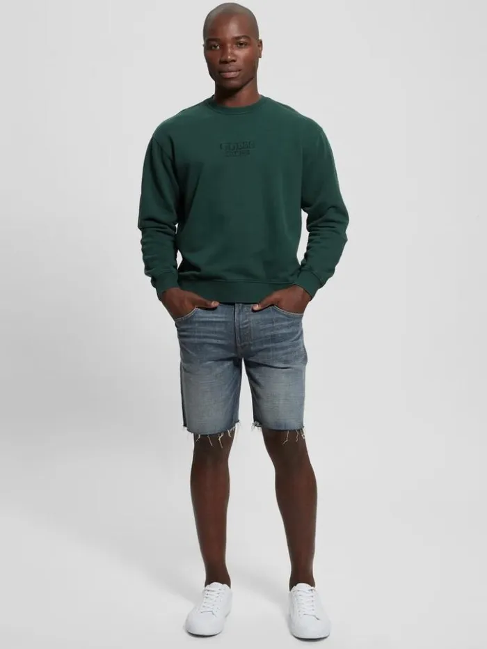 Men GUESS Hoodies and Sweaters Finch Vintage Logo Sweatshirt Dark Jade Multi Men GUESS Hoodies and Sweaters Finch Vintage Logo Sweatshirt Dark Jade Multi