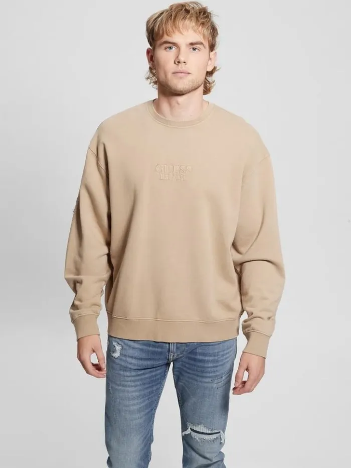 Men GUESS Hoodies and Sweaters Finch Vintage Logo Sweatshirt Mountain Honey Multi Men GUESS Hoodies and Sweaters Finch Vintage Logo Sweatshirt Mountain Honey Multi