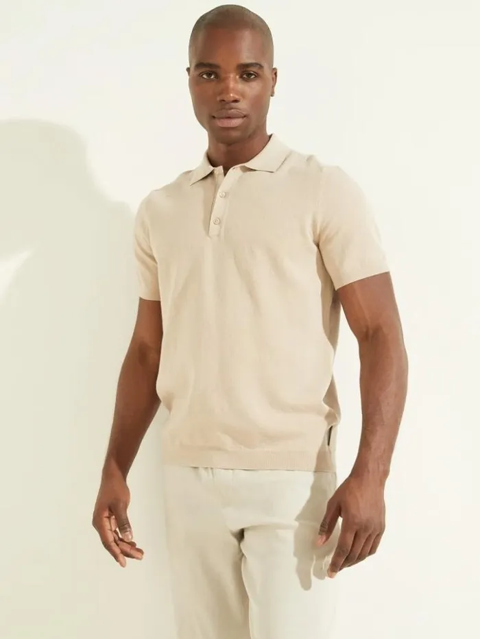 Men GUESS Hoodies and Sweaters Formal Performance Sweater Polo Pasadena Stone Men GUESS Hoodies and Sweaters Formal Performance Sweater Polo Pasadena Stone