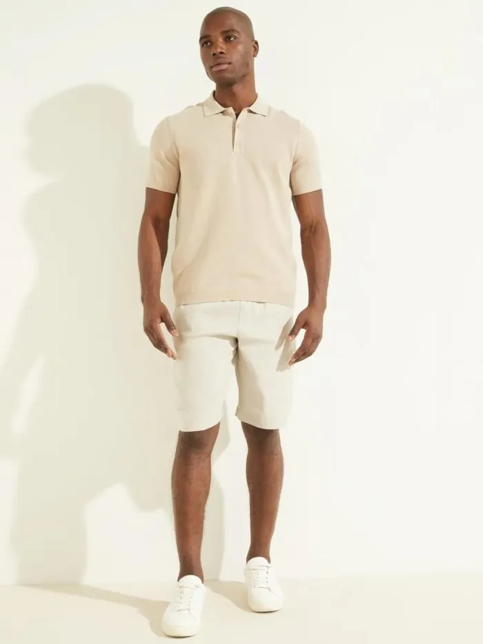 Men GUESS Hoodies and Sweaters Formal Performance Sweater Polo Pasadena Stone Men GUESS Hoodies and Sweaters Formal Performance Sweater Polo Pasadena Stone