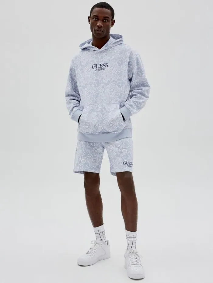 Men GUESS Hoodies and Sweaters GUESS Originals Bandana Hoodie Sonic Pearl Multi Men GUESS Hoodies and Sweaters GUESS Originals Bandana Hoodie Sonic Pearl Multi
