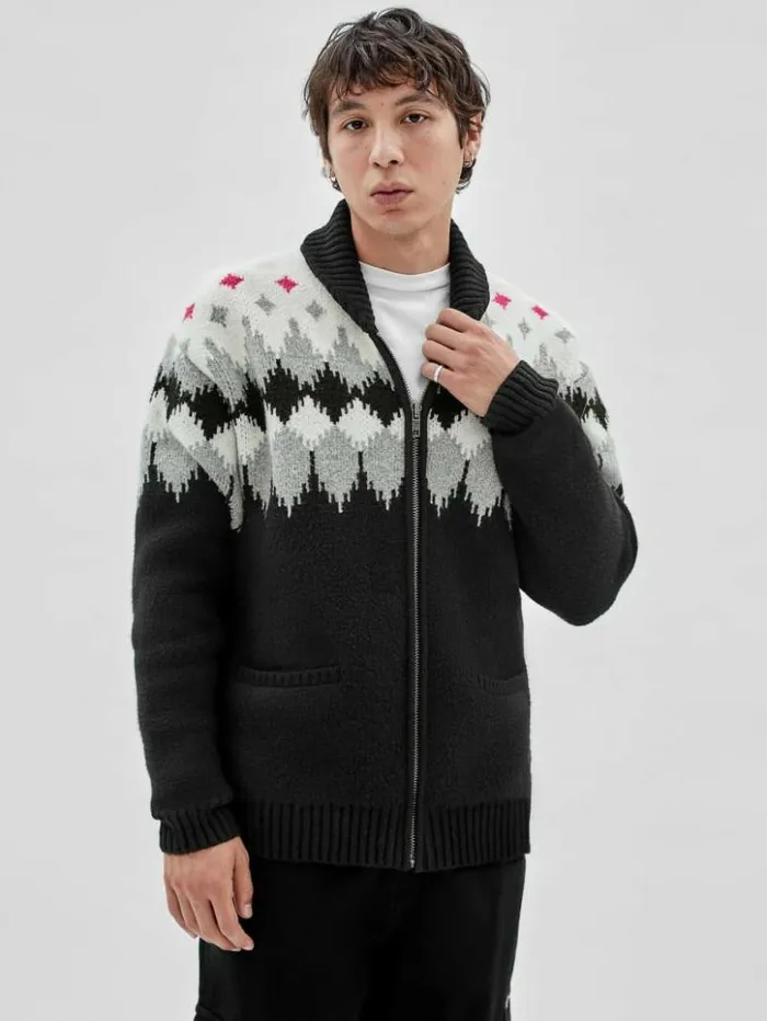 Men GUESS Hoodies and Sweaters GUESS Originals Knit ZipUp Sweater Jet Black Multi Men GUESS Hoodies and Sweaters GUESS Originals Knit ZipUp Sweater Jet Black Multi