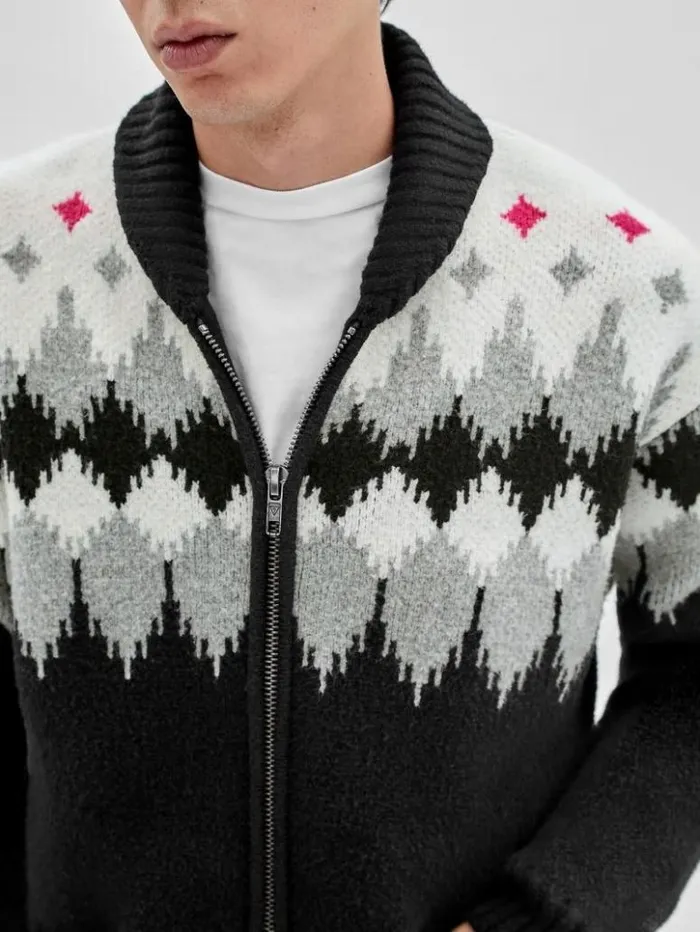 Men GUESS Hoodies and Sweaters GUESS Originals Knit ZipUp Sweater Jet Black Multi Men GUESS Hoodies and Sweaters GUESS Originals Knit ZipUp Sweater Jet Black Multi