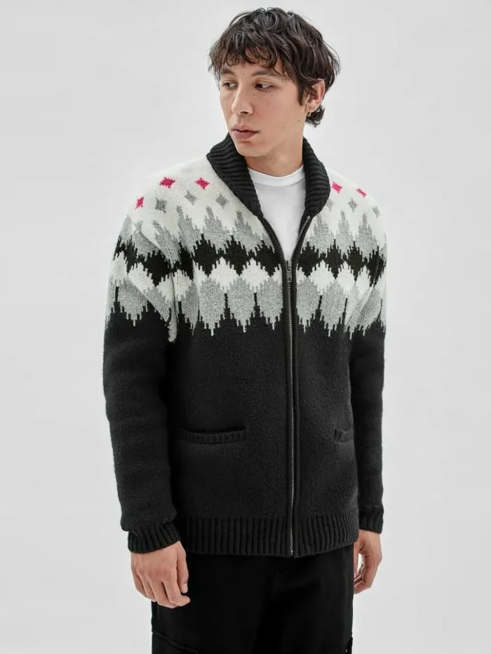 Men GUESS Hoodies and Sweaters GUESS Originals Knit ZipUp Sweater Jet Black Multi Men GUESS Hoodies and Sweaters GUESS Originals Knit ZipUp Sweater Jet Black Multi