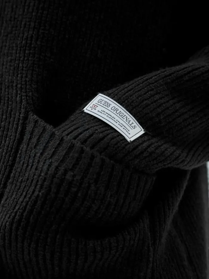 Men GUESS Hoodies and Sweaters GUESS Originals Label Cardigan Black