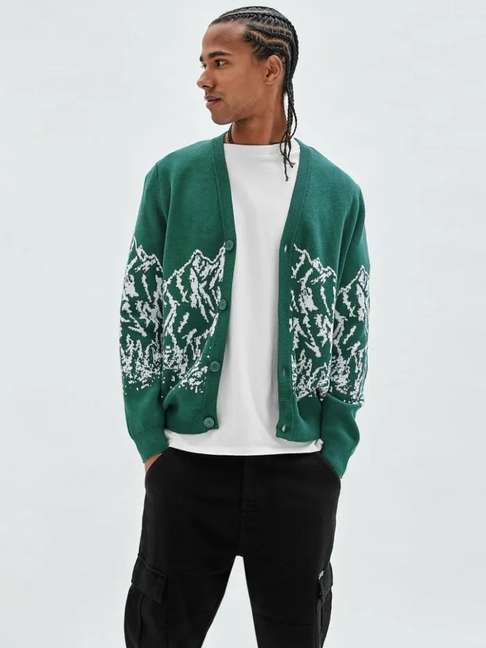 Men GUESS Hoodies and Sweaters GUESS Originals Mountain Cardigan Evermore Green Men GUESS Hoodies and Sweaters GUESS Originals Mountain Cardigan Evermore Green