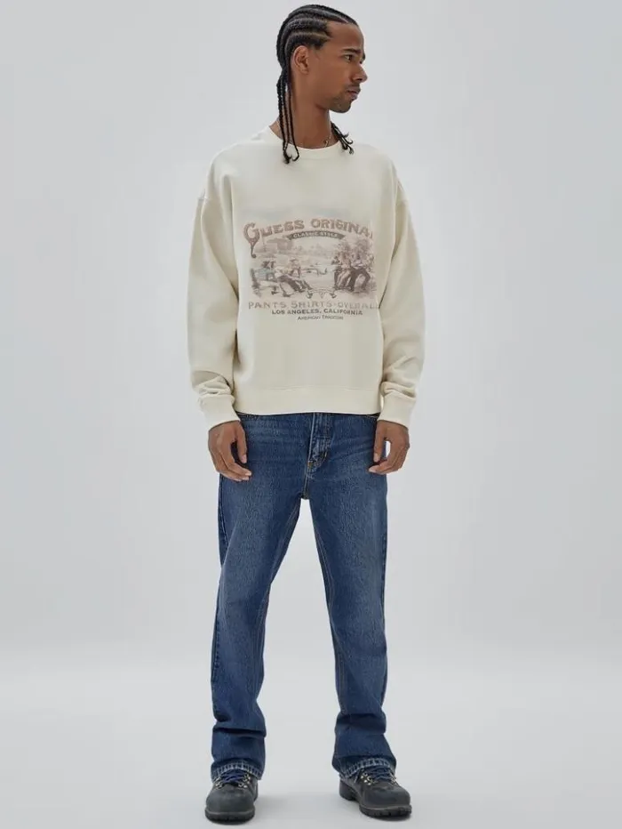 Men GUESS Hoodies and Sweaters GUESS Originals Warranted Fleece Sweater Sandy Shore Men GUESS Hoodies and Sweaters GUESS Originals Warranted Fleece Sweater Sandy Shore