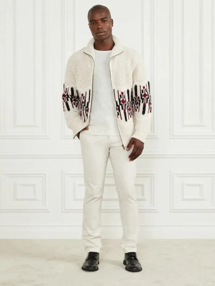 Men GUESS Hoodies and Sweaters Jacquard High Neck Cardigan Dreamy Moon
