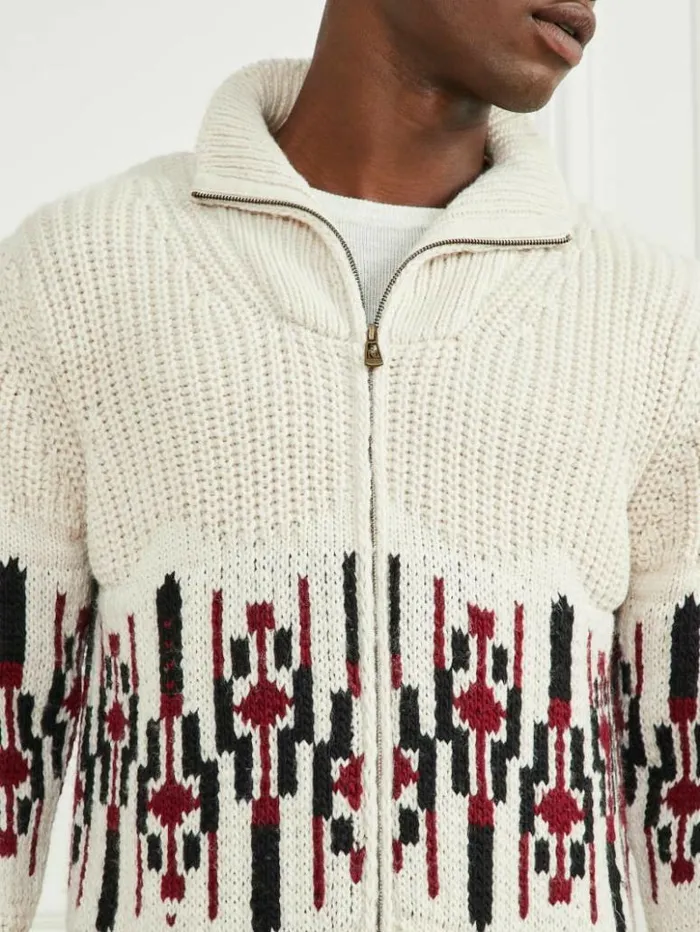 Men GUESS Hoodies and Sweaters Jacquard High Neck Cardigan Dreamy Moon