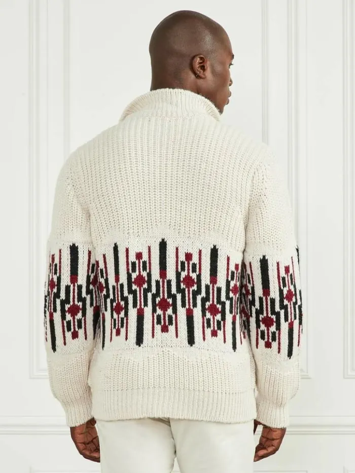 Men GUESS Hoodies and Sweaters Jacquard High Neck Cardigan Dreamy Moon