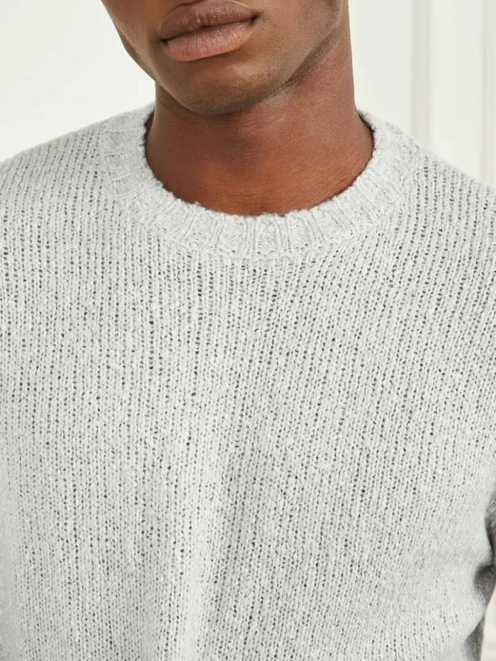 Men GUESS Hoodies and Sweaters Jaspe Crewneck Sweater Light Stone Heather