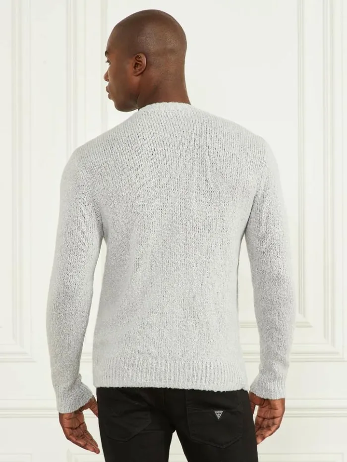 Men GUESS Hoodies and Sweaters Jaspe Crewneck Sweater Light Stone Heather