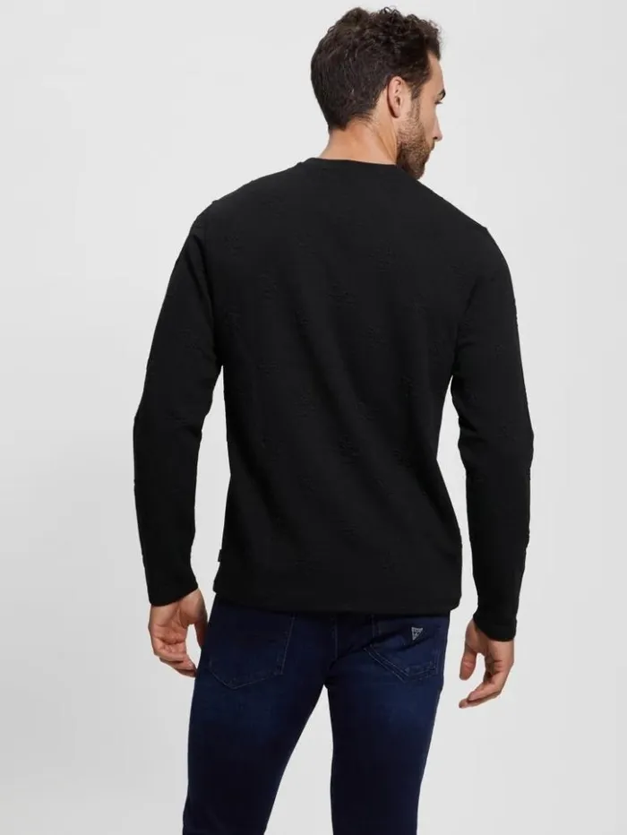 Men GUESS Hoodies and Sweaters Quattro Logo Sweater Black