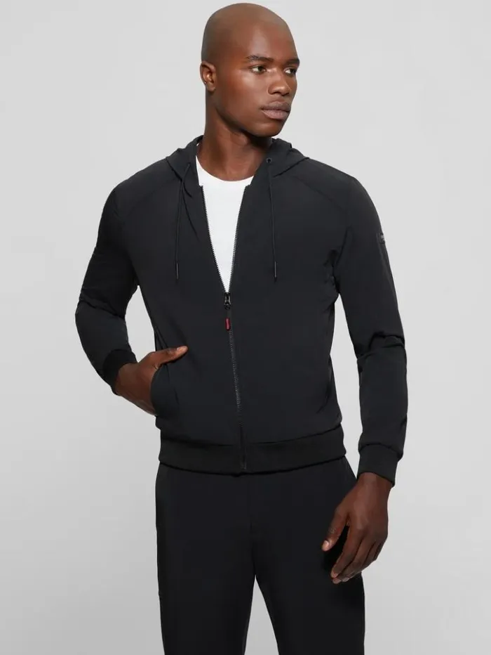 Men GUESS Hoodies and Sweaters Tech Hooded Sweater Black