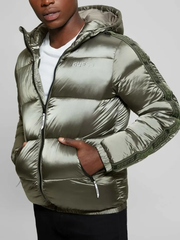 Men GUESS Jackets and Coats Byrnie Padded Nylon Jacket Mossy Green