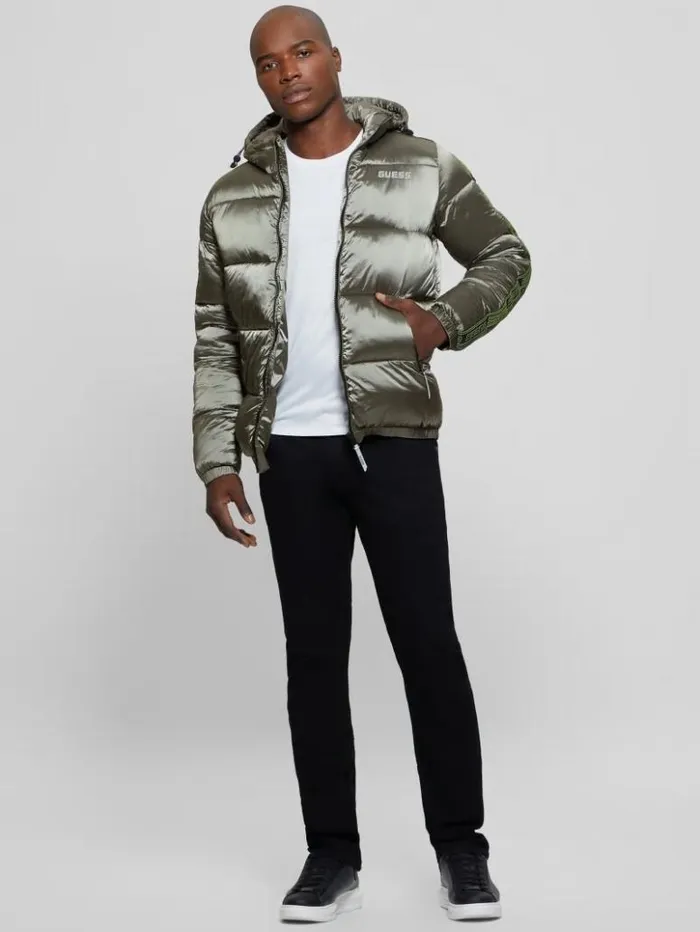 Men GUESS Jackets and Coats Byrnie Padded Nylon Jacket Mossy Green