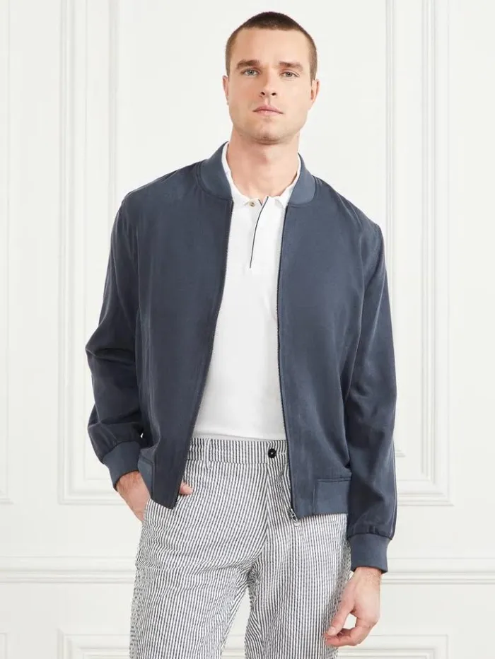Men GUESS Jackets and Coats Eco Classic Flight Jacket Bleu lgant