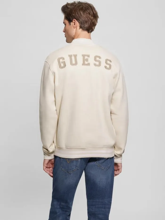 Men GUESS Jackets and Coats Eco Embroidered Flight Jacket Vanilla Blush