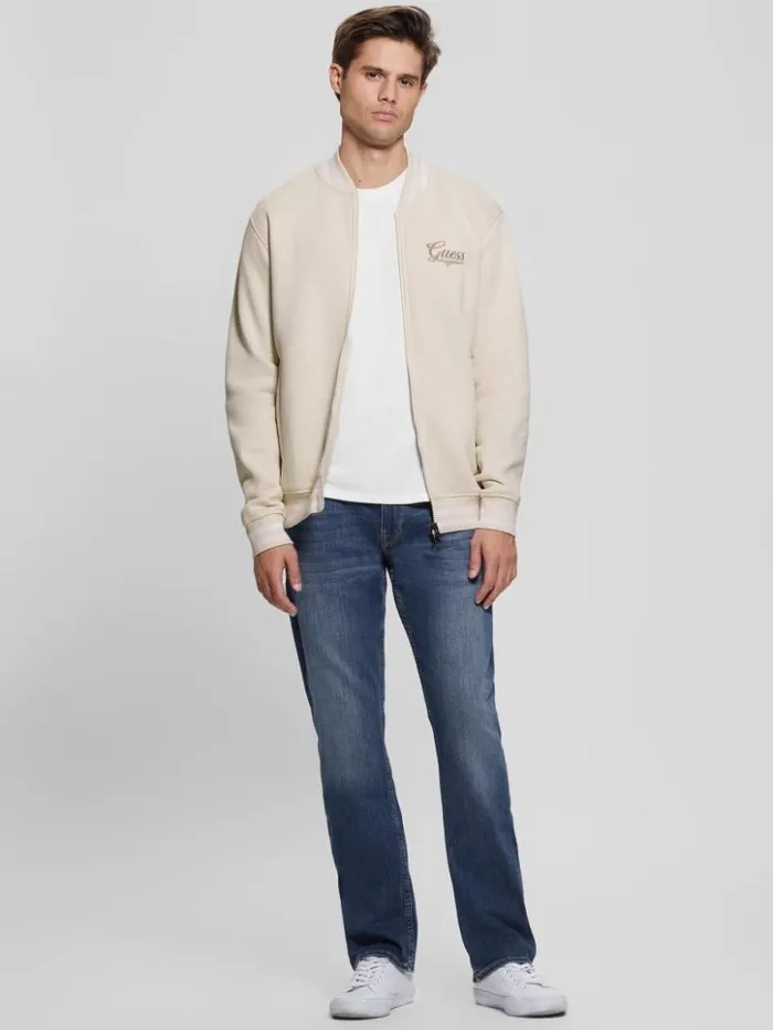 Men GUESS Jackets and Coats Eco Embroidered Flight Jacket Vanilla Blush