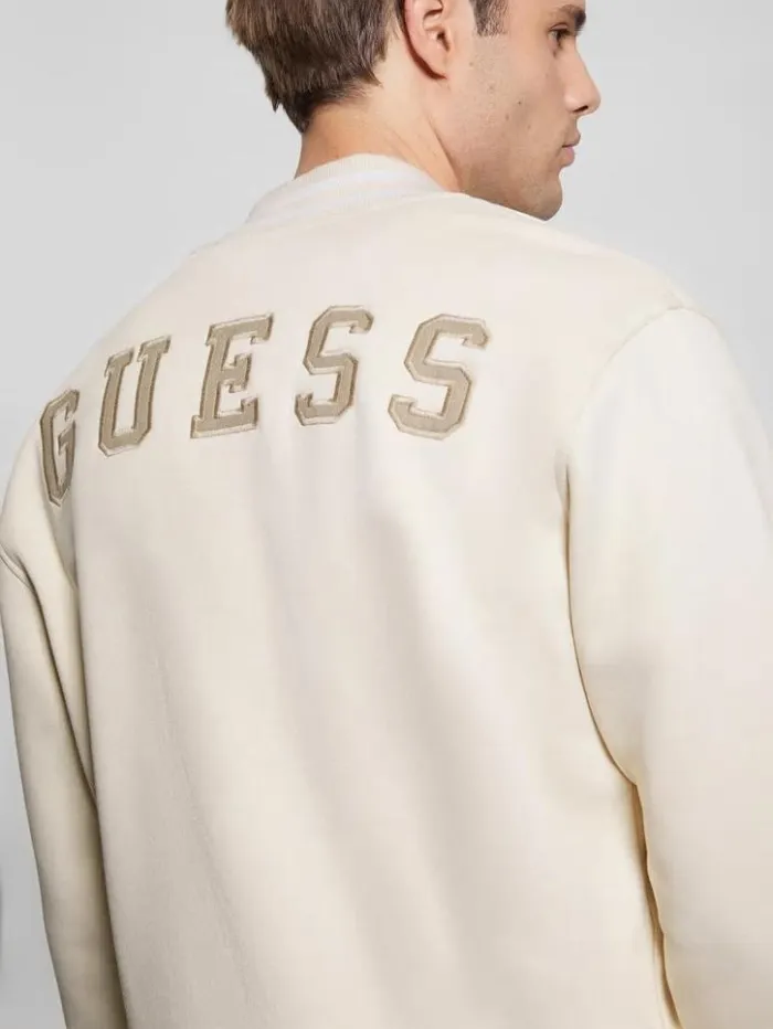 Men GUESS Jackets and Coats Eco Embroidered Flight Jacket Vanilla Blush